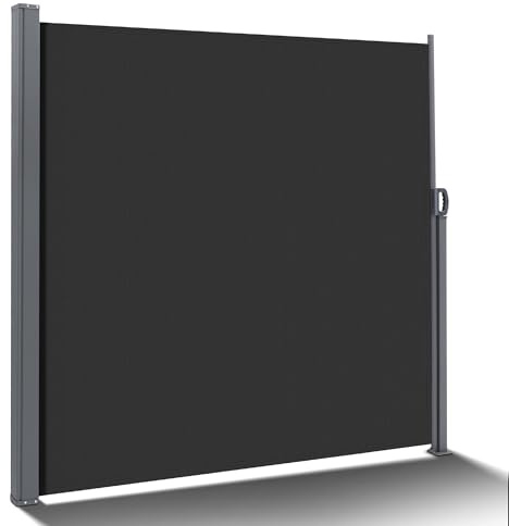 HOMEDEMO Seitenmarkise ausziehbar, 160 x 300+20 cm Anthrazit, Sichtschutz Sonnenschutz Markise, Windschutz Wasserdicht Seitenzugmarkise, Seitenrollo für Balkon, Terrasse, Garten