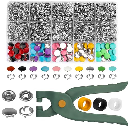 250 Sets Druckknopf mit Zange 9,5mm Metallknöpfe Druckknöpfe ohne Nähen hohle und feste Druckknöpfe für Kinderkleidung Nähen Handwerk handgefertigt Kleidung Reparaturen DIY Kleidung(10 Farben)