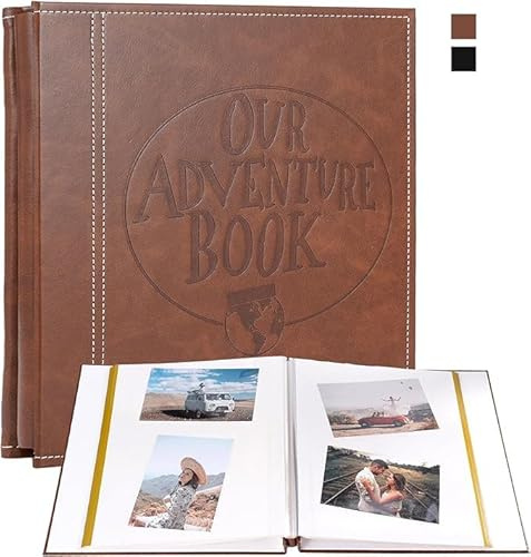 Selbstklebende Fotoalbum und Fotoalbum zum Selbstgestalten 20 Blätter, 40 Seiten Kann etwa 200 Fotos halten, Our Adventure Book Photo Album Hardcover aus Leder album, 33x28cm