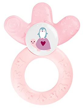 MAM Cooler, Beißring für Babys fördert Sehsinn & Motorik, Greifling mit Wasserkühlteil erreicht auch die Backenzähne, ab 4+ Monate, rosa