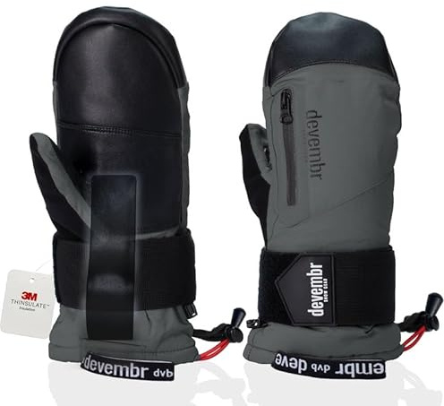 devembr Ski-Fäustlinge mit Handgelenkschützern, Warme Snowboard-Fäustlinge, Wasserdicht