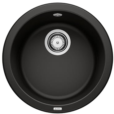 BLANCO RONDO | Granitspüle aus SILGRANIT schwarz | Ø 45 cm | für 45 cm breite Unterschränke | Die runde individuelle Lösung für kleine Küchen | Einbauart: Einbau von Oben