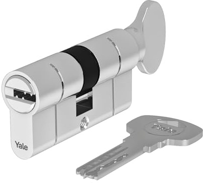 Yale 2100 Serie Europrofil-Knaufzylinder 30/40K mm Poliertes Chrom: Hochsicherheitsschloss für Türen, 10-Stift-Technologie, inkl. 5 Wendeschlüssel & Sicherheitskarte