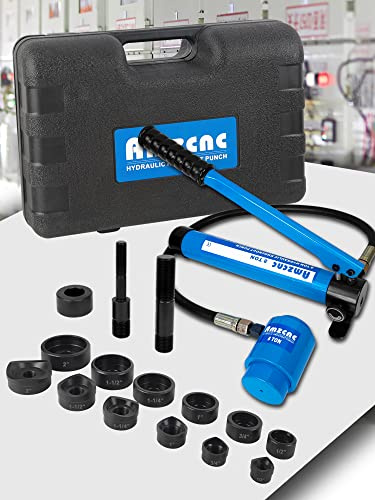 AMZCNC Hydraulischer Lochstanzer 10T 22-60,5mm Knockout Set 6 Matrizen | Für Elektriker und Handwerker: Blechlocher, Schraublochstanze, Lochstanze Metall für Schaltschrankbau
