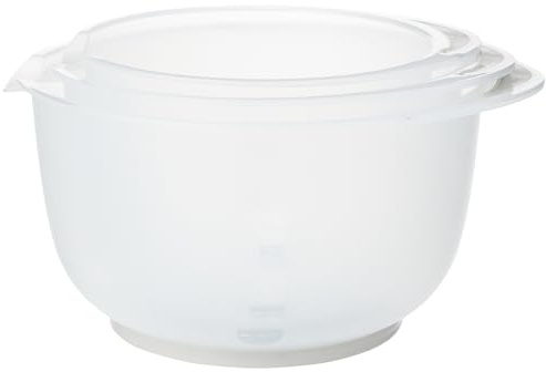 Chef Aid Rührschüssel Set 3 teilig, 1,5 L 2 L 2,5 L, Stapelbare Kunststoffschüsseln mit Rutschfestem Boden und Softgriff, Spülmaschinenfest, für Backen Kochen und Vorbereiten