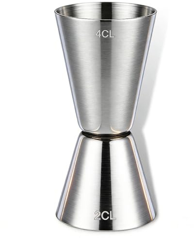Cocktail-Messbecher 2/4 cl aus Edelstahl | Doppelseitiges Barmaß für präzises Dosieren von Gin, Whisky, Spirituosen und Cocktails zu Hause oder in der Bar