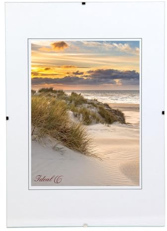 KM FOTO Set Rahmenlose Bildhalter Glasbildhalter Bilderrahmen Cliprahmen Klarglasrahmen Fotopräsentation: Format: 21x29,7 A4 | Pack: 5