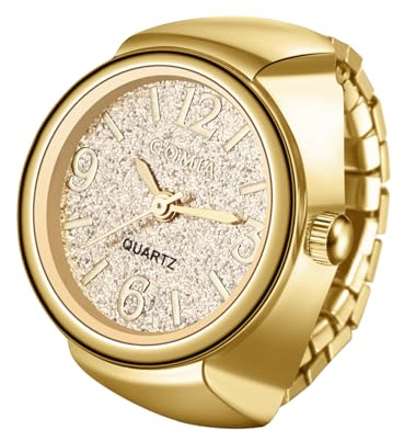 Lancardo Ringuhr Fingeruhr Elastische Damen: Glänzend Analoge Quarzuhr Fingerringuhr Golduhr Stretchband Ring Uhr Uhrenring Damenuhren Geschenke für Frauen Mädchen Gold