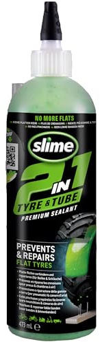 Slime 10193-51 2-in-1-Dichtmittel für Reifen- und Schlauchpannen, Premium, Prävention und Reparatur, geeignet für alle „Off-Highway“-Reifen und -Schläuche, ungiftig, umweltfreundlich, 473ml (16oz)