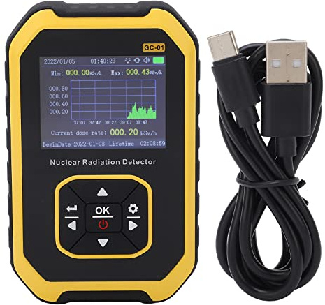 Geigerzähler, Nuklearer Strahlungsdetektor, Strahlungsdosimeter mit LCD-Display, Tragbares Tragbares Echtzeit-Überwachungsmessgerät Digitale Radioaktivität, 5 Umschaltbare