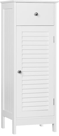 Yaheetech Badezimmerschrank Badschrank Schmal Badkommode Standschrank mit Schublade und Tür, 32 x 30 x 87 cm, Weiß