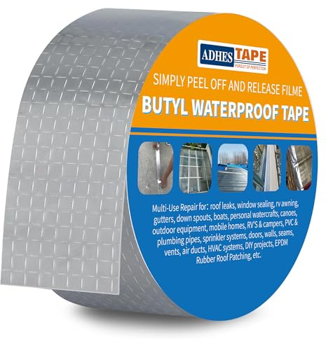 ADHES Butylband Dichtungsbänder Silber Aluminiumfolie Tape Abdichtband Wasserdichte Klebeband Dichtmasse Reperaturband Klebeband Flachdach (5cm x 5m)