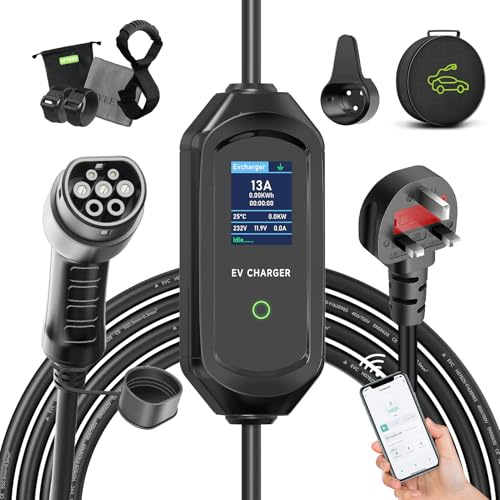 AFYEEV 8m Ladekabel, 3.6kW Schuko, Einstellbare Strom 6/8/10/13/16A, EV Ladegerät mit Tasche, IEC 62196-2
