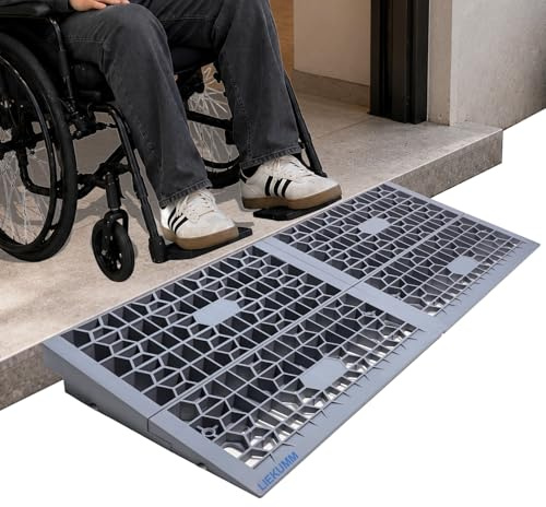 LIEKUMM Türschwellenrampe 5 cm Hoch, 1400 kg Tragkraft | Tragbare Modular Rampe für Türschwellen, Schwellenrampe für Zuhause, Stufen, Elektro-Rollstuhl, Scooter, Motorrad