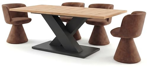 Newroom Esstisch Ausziehbar Anthrazit Wildeiche Esszimmertisch Modern - 150x76x90 cm (BxHxT) - Tisch Küchentisch Speisetisch - Esszimmer Küche Wohnzimmer