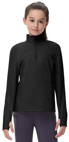 MoFiz Reitjacke Mädchen Fleecejacke Kinder Outdoor Laufjacke mit Half Zip | Reitoberteil Mädchen,Trainingsjacke fur Herbst Winter