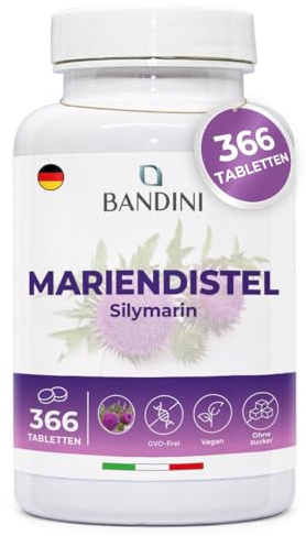 Bandini® Mariendistel 366 Tabletten | Mariendistel Artischocke und Löwenzahn-Komplex | 80% hoher Silymarin-Gehalt | Natürliche Leberunterstützung, Fettverdauung | Vegan, HPLC-Methode