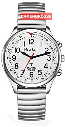 Hearkent Damen Sprechende Uhr, Laute und Klare Deutsche Sprachfunktion | Funk-Sprechuhr Analoge Armbanduhr für Senioren, Blinde und Menschen mit sehbehinderte