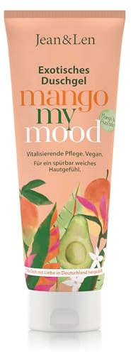 Jean & Len Exotisches Duschgel Mango & Avocado, vitalisierende Formulierung für ein spürbar geschmeidiges Hautgefühl, sanfte Hautreinigung, ohne Parabene & Silikone, Duschgel vegan, 250 ml