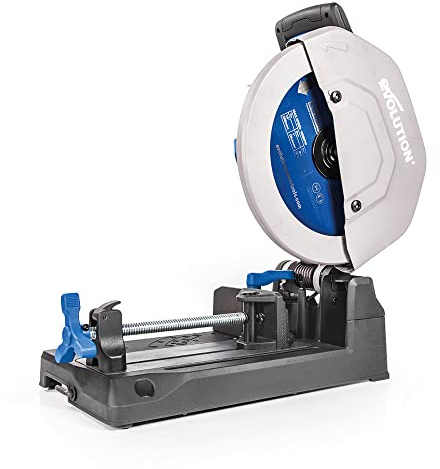 Evolution S355CPS Kappsäge Kapp-Zug-Gehrungssäge Metallkappsäge 2200 W | inkl. Ø 355 mm Klinge aus Baustahl Sägeblatt zum Schneiden von Metall | Schnittleistung von 120 x 120 mm | 0-45˚ Gehrung