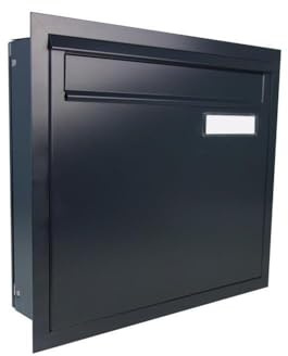 Zaun Durchwurfbriefkasten mit Abdeckrahmen in RAL 7016 - A-03