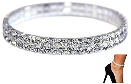 LucBuy Shining Twinkle Diamant Fußkettchen Elastische Bling Brilliant fuß schmuck Armband Braut Sommer schmuck Kleid