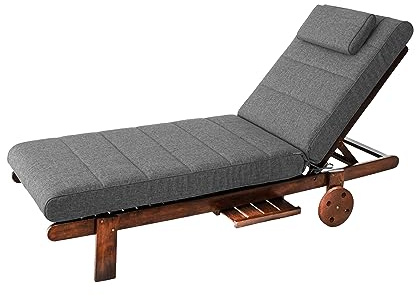 PillowPrim Gartenmöbel Matratze, für Liege, Sonnenliegen, Balkon, Outdoor, Liegenauflage, Polster, Sofa, Sitzkissen, Anthrazit, 204x60 cm