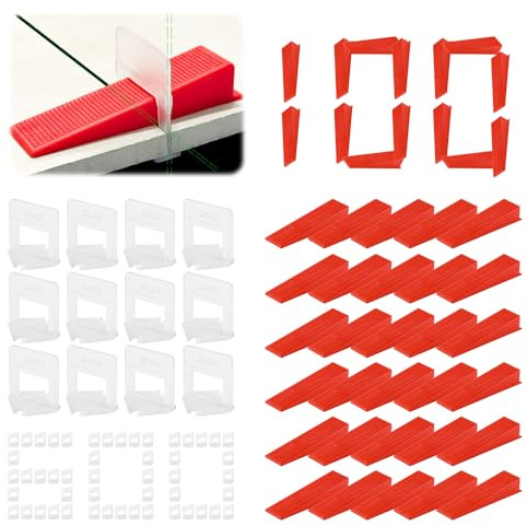 700 Stück Fliesen Nivelliersystem Nivelliersystem Fliesenkeile Fliesen Nivelliersystem 1mm mit 1mm-Basis zum Verlegen von Wand- und Bodenfliesen Wiederverwendbar