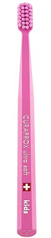 Curaprox CS Kinderzahnbürste – Manuell Für Kinder Von 4–12 Jahren | Ultraweich Für Sanfte Reinigung | 5.500 Curen® Filamente | Pink | Einzelpackung | Hergestellt In Der Schweiz