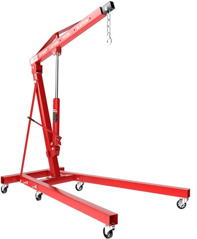 Motorheber Werkstattkran Getriebeheber Hebekran Ladekran klappbar Doppelpumpe 2000 kg Motorkran Schwerlastkran