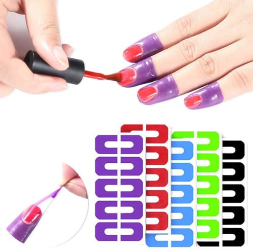 PLABBDPL Nagellack Schablone, 50Pcs Nail Polish Stencil, Nail Painting Guide, Wiederverwendbar Nägel Edge Hautbarriere Kit, Nail Art Lackschutz Spitzenschutz, Nagelkunst Grundlegendes Werkzeugzubehör