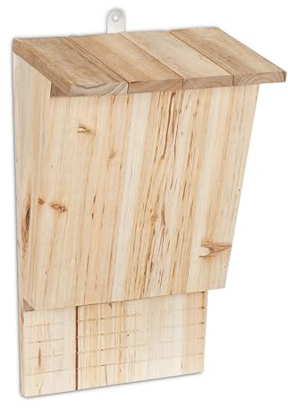 Relaxdays Fledermauskasten, großer Unterschlupf für Fledermäuse, aus unbehandeltem Holz, HxBxT: 34 x 22,5 x 13 cm, natur