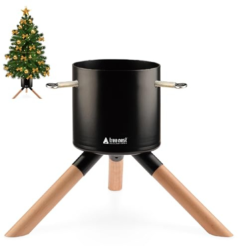Tree Nest Christbaumständer Weihnachtsbaumständer Baumständer Tannenbaumständer Weihnachtsbaum Standfuß Ständer mit Wasserbehälter - Cosmo Christmas Tree Stand für Bäume bis 1.5m, 3-9cm Stamm Schwarz