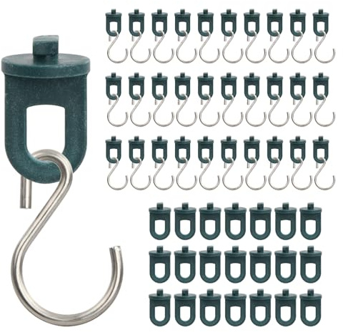 80 Stück Gewächshausclips with S-Haken, Aufhängevorrichtungen für Gewächshaus, Gewächshaus Zubehör Metall, Stabile Pflanzenhalter, Gewächshausclips Kunststoff mit Haken Edelstahl für Gewächshaus