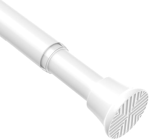 AIZESI Gardinenstange ohne Bohren 60 bis 120 cm, 1 Stück Teleskopstange, Weiß duschstange ohne bohren, verstellbare Vorhangstange ohne Bohren für Fenster, Schrank, Badezimmer