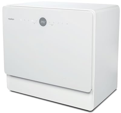 MEDION Mini Geschirrspüler DWT50 (Tischgeschirrspüler, Spülmaschine, 5 Maßgedecke, funktioniert mit Wasseranschluss, 35 cm tief, 7 Reinigungsprogramme, MD 37775) weiß
