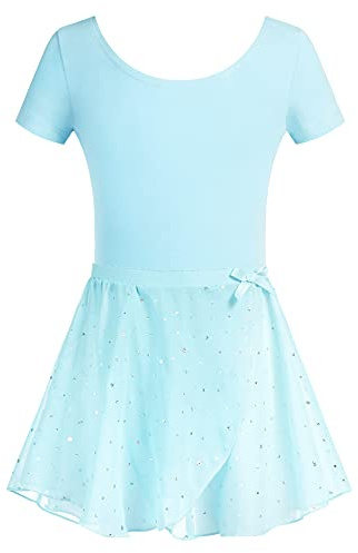 Arshiner Mädchen Ballettkleidung Zweiteilig Baumwolle mit Chiffonrock | Balletttrikot und Tüllrock als Tanzkleid für Ballett Gymnastik Training und Auftritte