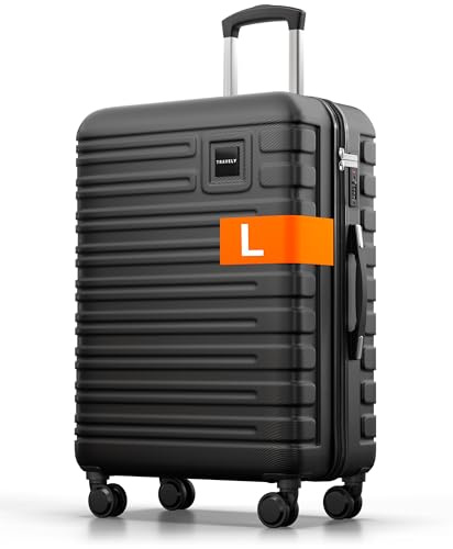 Travely Polycarbonat Koffer Groß 67cm L - 60L Innenvolumen - sehr robuster Hartschalenkoffer mit sanften Rollen & TSA Schloss, Reisekoffer, Handgepäck Koffer, Reisekoffer mit Rollen