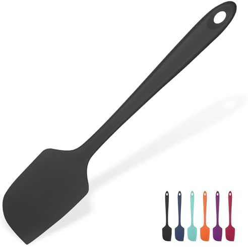 315℃ Hitzebeständiger Großer Silikon Spatel: U-Taste Antihaft Flexibler Nahtloser Teigschaber, Backen Kochen Silikon Küchenutensilien mit Nylonkern zum Mischen Rühren Schaben (29cm, Schwarz)