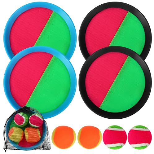 CAIXINYI Klettballspiel für Kinder, Wurfspiel Kinder Outdoor, 4 Ballschalen und 4 Bälle und 1 Aufbewahrungstasche, geeignet für Outdoor Spiele Für Jungen und Mädchen im Alter von 3 bis 6 Jahren