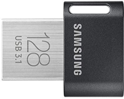 Samsung FIT Plus USB-Stick Typ-A, 128 GB, 400 MB/s Lesen, 60 MB/s Schreiben, kompakter USB 3.1 Speicherstick mit Schlüsselring, Gray, MUF-128AB/APC