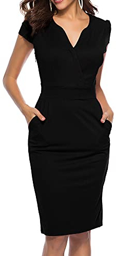 Ceasikery Damen Cocktailkleid für Business, Retro-Design, figurbetont, für Büro, Arbeit und Freizeit.