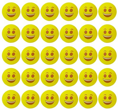 Regerly Tischtennisbälle, 30 Stück Spaß Bälles Training Ping Pong Bälle Tischtennis mit Emojis Tischtennis Bälle Set für den Vergnügungspark Launch Machine Glücklicher Abgehobener Betrag