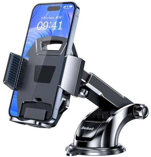 Beikell Handyhalterung Auto, 360° Drehbar Handyhalter für Autos mit EIN-Knopf-Release, Amaturenbrett & Glasscheibe KFZ Autohalterung, Kompatibel mit iPhone, Galaxy & Andere Smartphone