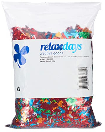 Relaxdays XXL Konfetti Sack, Riesen Metallic Konfetti, bunt | kunterbuntes Glitzer Konfetti, Geburtstag, Fasching, Festival
