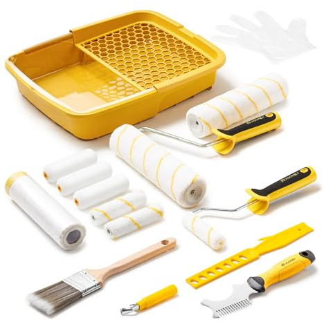 VOOMEY 20-Piece 9 Inch Paint Set, Paint Roller Set, Paint Tray, Suitable for DIY Enthusiasts of Interior Walls, Rooms, Homes, Repairs, Interiors