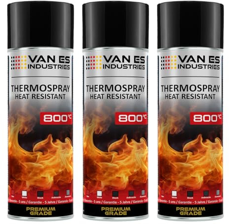 3x Ofenlack Ofenfarbe hitzebeständiger Lack 800°C schwarz-matt 400 ml Thermolack