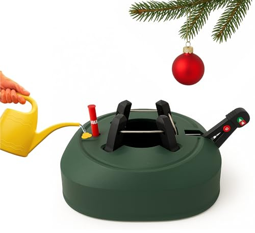 BURI Weihnachtsbaumständer grün 2,20 m Baumhöhe – Christbaumständer mit Fußpedal & Einseiltechnik – Stabiler Tannenbaumständer mit 3,2 L Wassertank & Wasserstandsanzeige