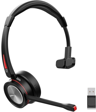 Beebang Headset mit Mikrofon Bluetooth, Mono Kabellose Headset für PC Laptop, Noise Canceling Wireless mit Mikrofon Stummschaltung & USB-Adapter für Computer Teams Meeting Call Center Büro