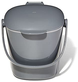 OXO Good Grips Komposteimer grau – geruchsdichter Abfalleimer für die Küche – 2,8 l